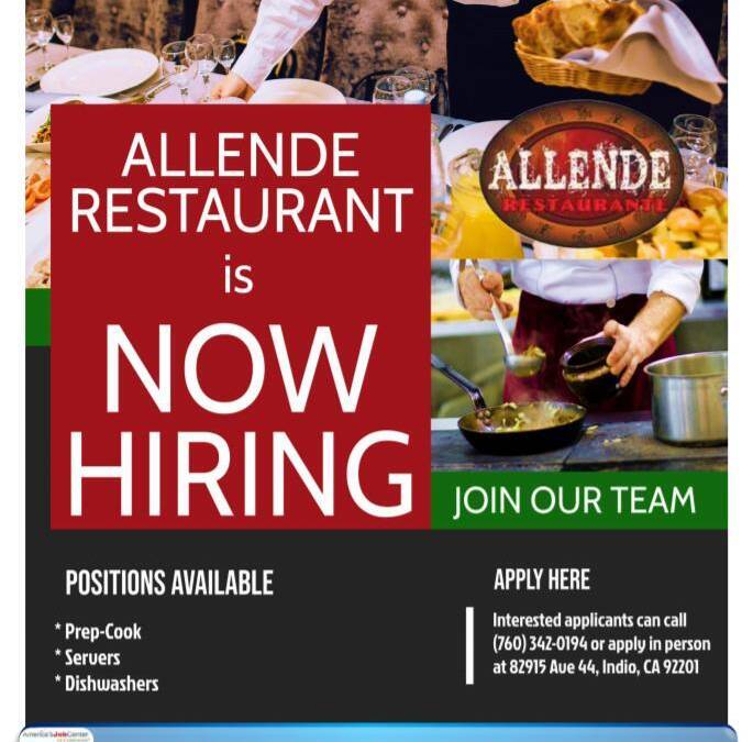 Allende Restaurante is looking to hire