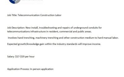 Job Title: Telecommunication Construction Labor