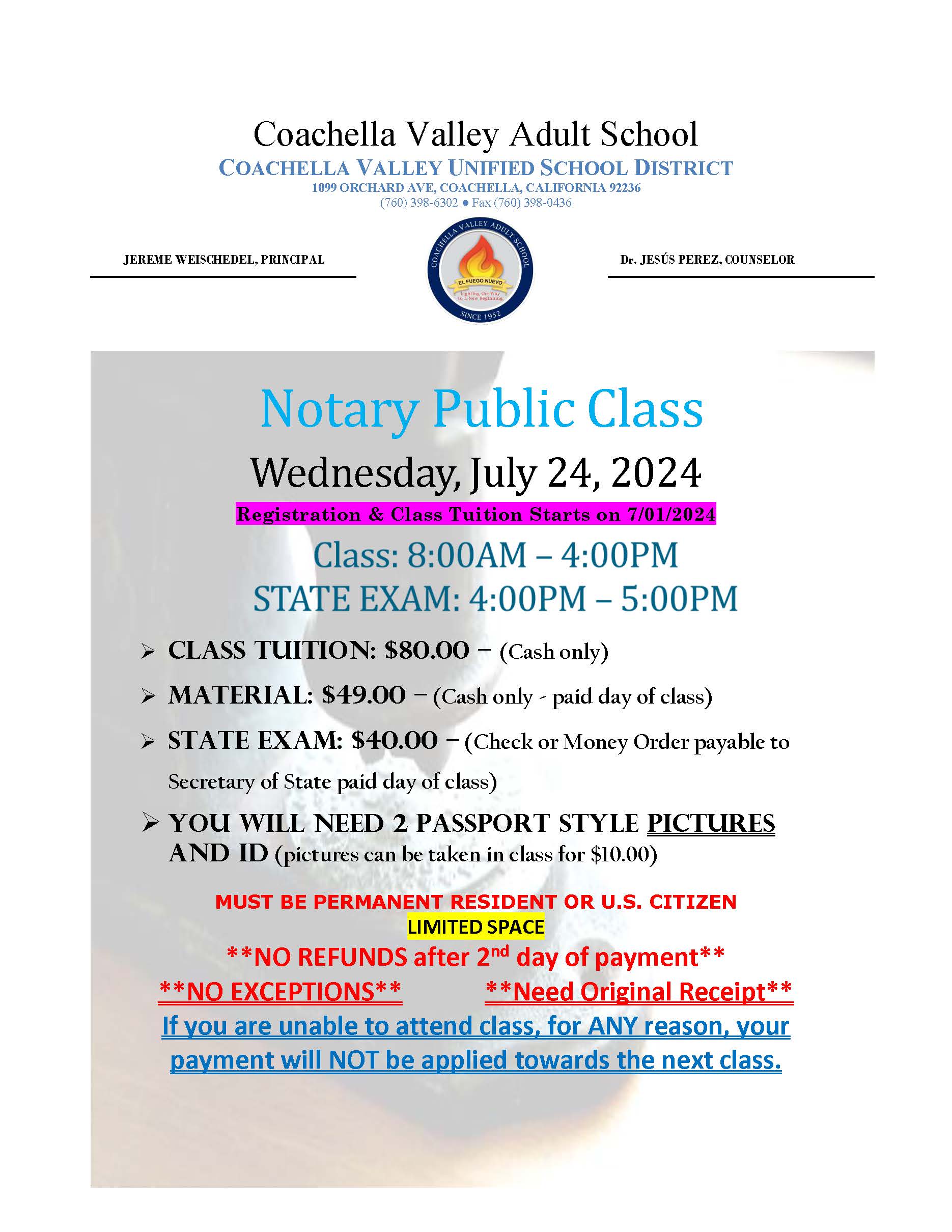 Notary Public Class Flyer July 2024 Ruth