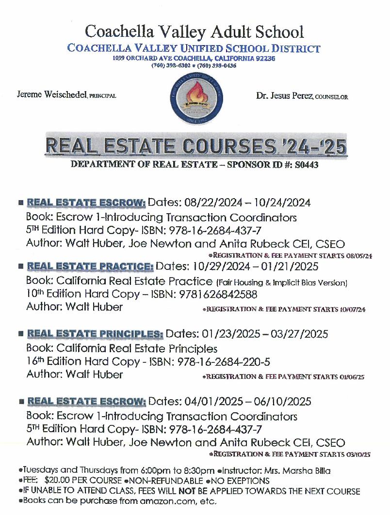 Real Estate Courses '24-'25